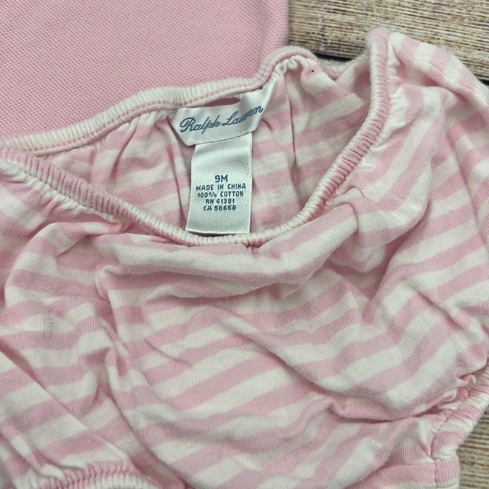 Ralph Lauren Pink Polo Dress with Bloomers Sz 9 Months